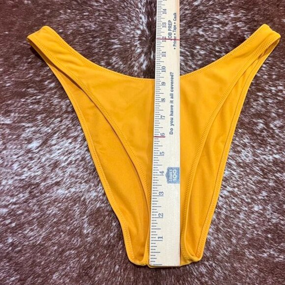 Forever 21 High Cut Cheeky Bikini Bottom Mustard Yellow L - Picture 8 of 10